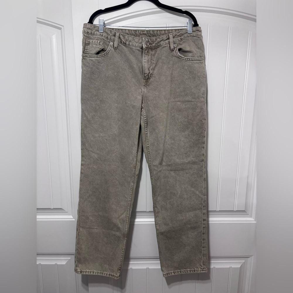 2 /$25 👖 H&M Straight Fit Jeans - Gray/Green Wash Sz 14
